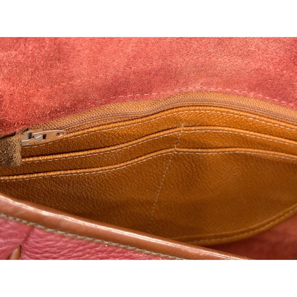Dooney & Bourke Vintage All Weather Leather Crossbody Saddle Bag Burgundy Purse - Picture 9 of 14